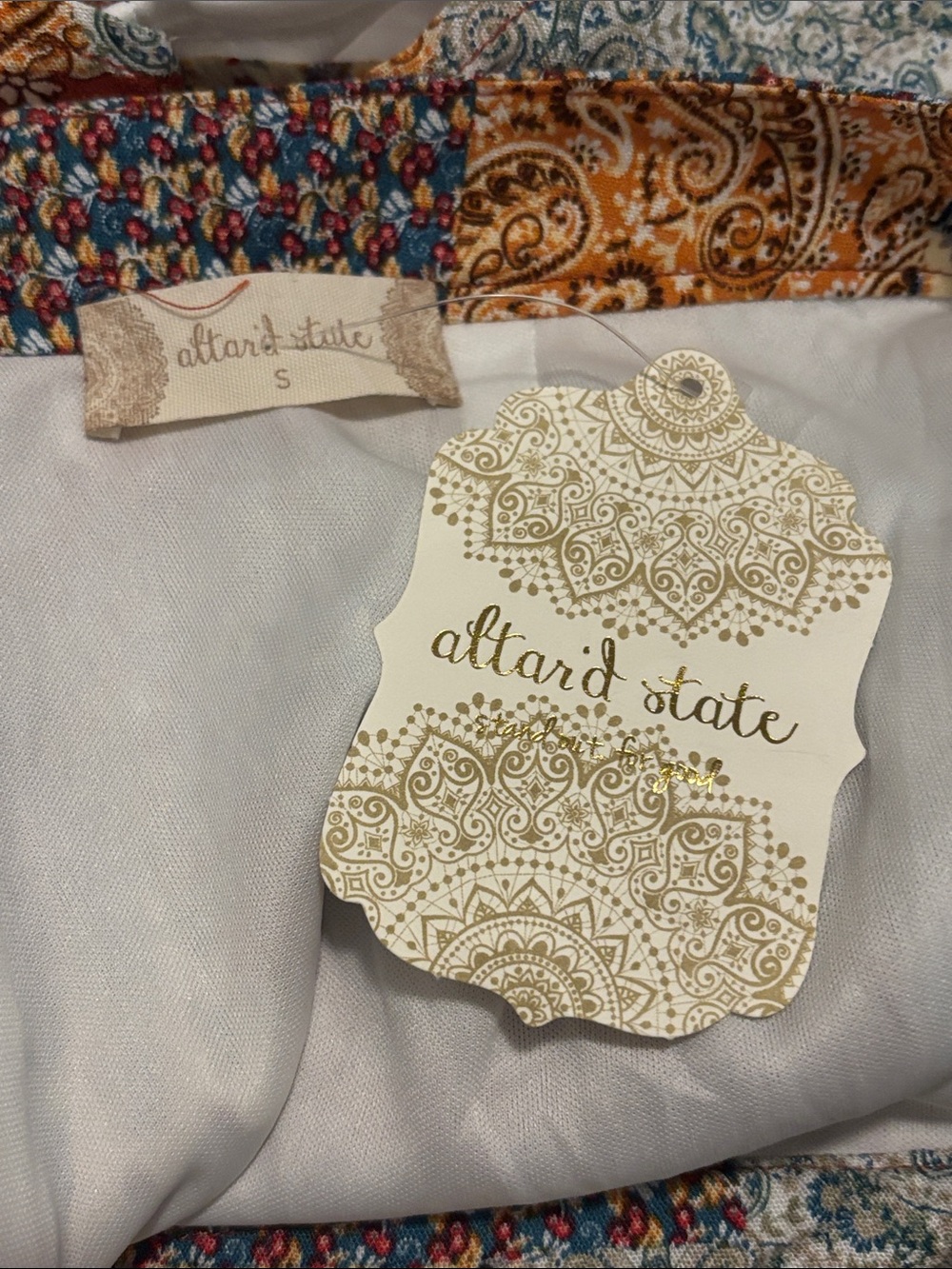 Altar'd State Rust Multi Patchwork Skorts - Picture 2 of 5